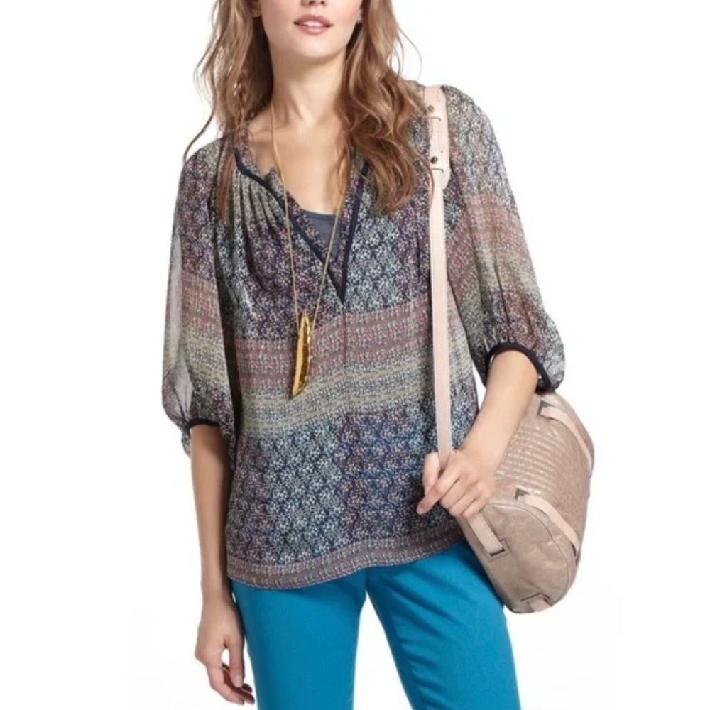 Anthropologie Maeve Sheer Floral Blouse XS | Romantic Casual